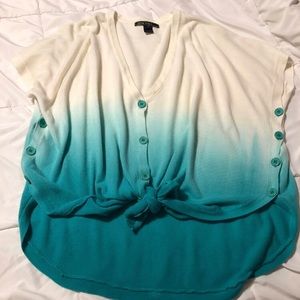 Turquoise Ombré Sweater Button Top